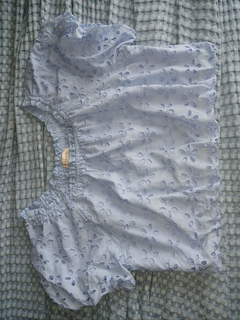 JENNIFER & GRACE Light Blue Eyelet Off-Shoulder Top XL